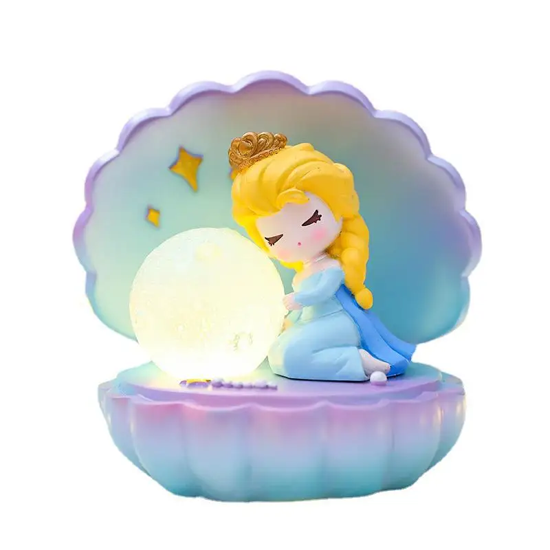 Disney cartoon  Night Light Snow White Anime The Little Mermaid Resinous Night Light Room Action Figures Gift Toys