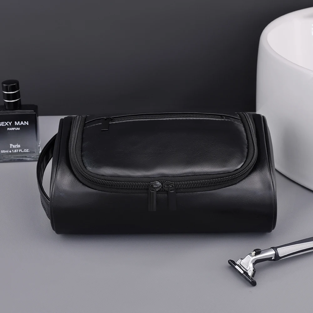 Hohe Qualität Reise Kulturbeutel Für Frauen Männer Retro PU Leder Kosmetik Taschen Weibliche Wasserdichte Reise Make-Up Tasche – Detail 8
