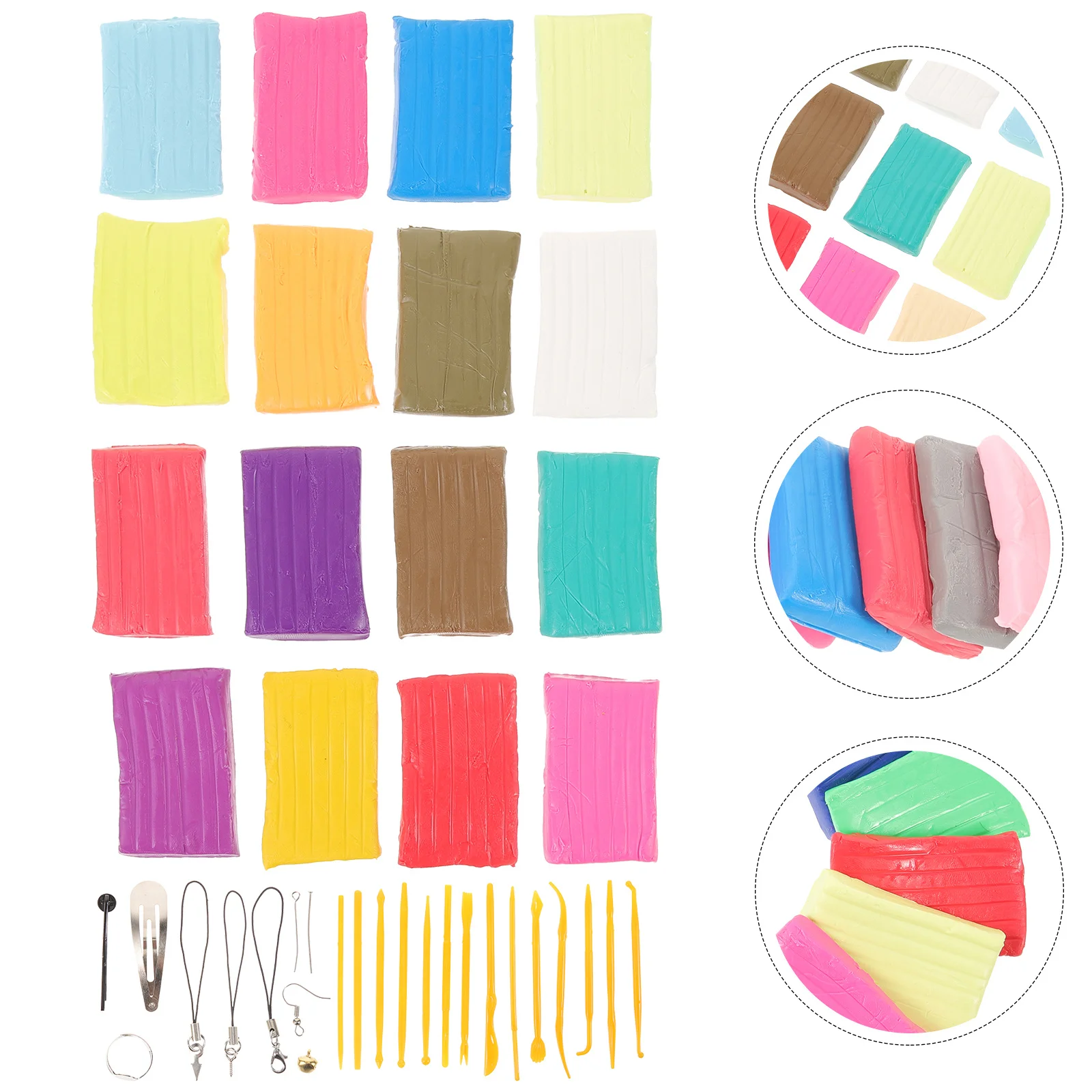 Kit d'argile polymère colorée pour bricolage, outils de sculpture pour enfants, cuisson au four, projets artisanaux de modélisation, fabrication de boucles d'oreilles et de porte-clés, 1 ensemble