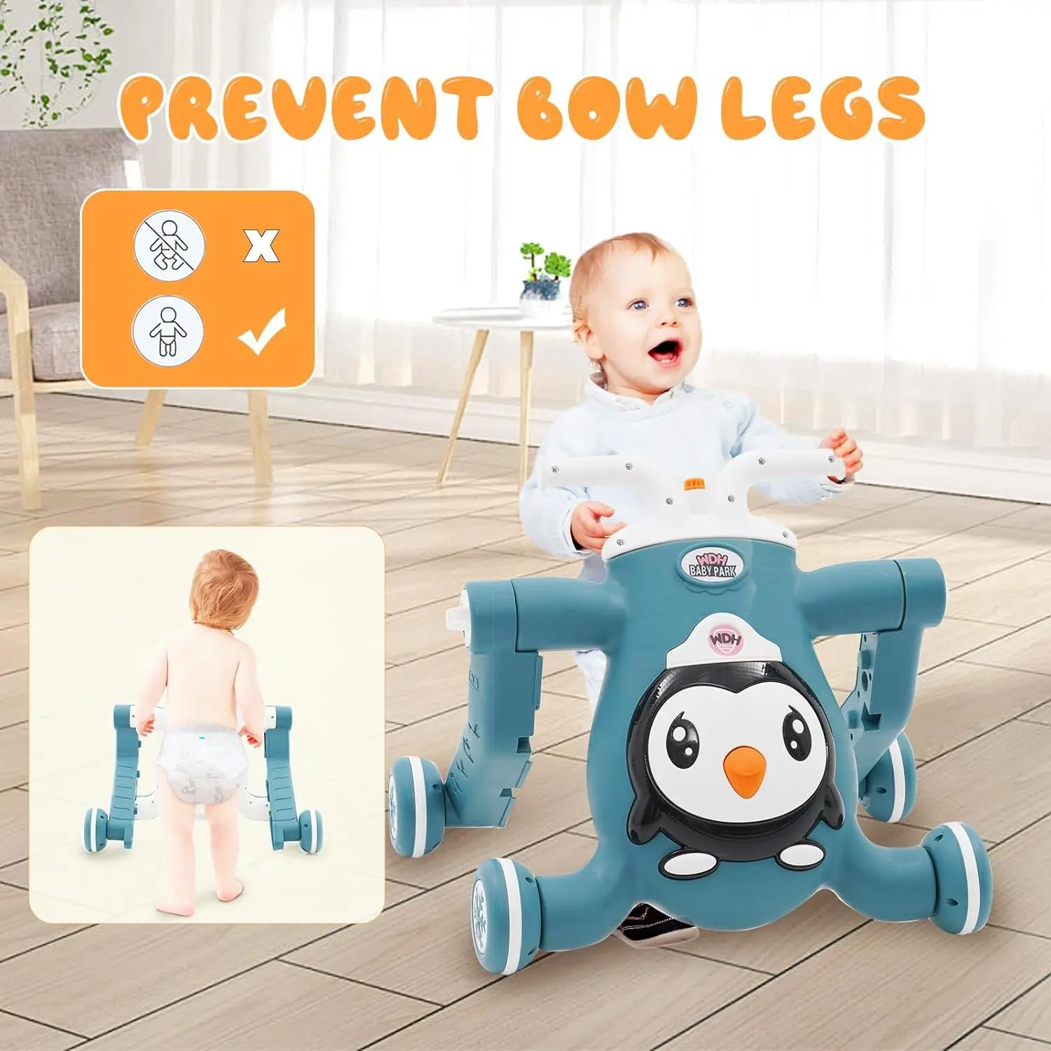 Baby Walker First Step 3 in 1 Sit-to-Stand Learning Walker Multifunctional Baby Push Along Walker Kids Activity Center