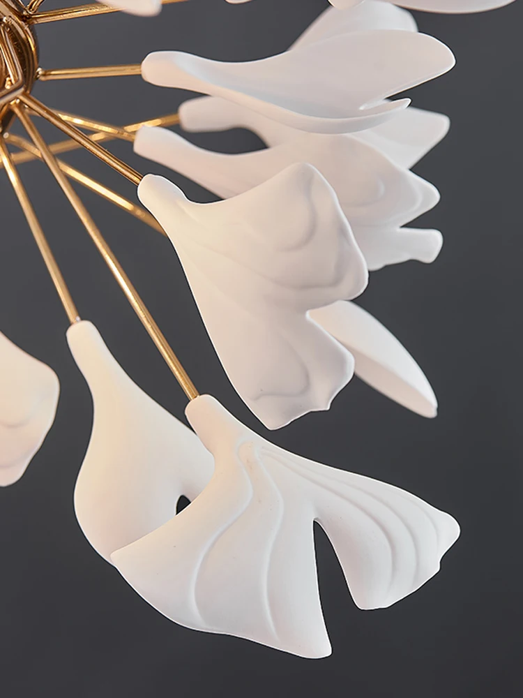 Nordic creative LED chandelier white maple leaf chandelier hotel living room bedroom art lobby decorative lighting G9 110-240V