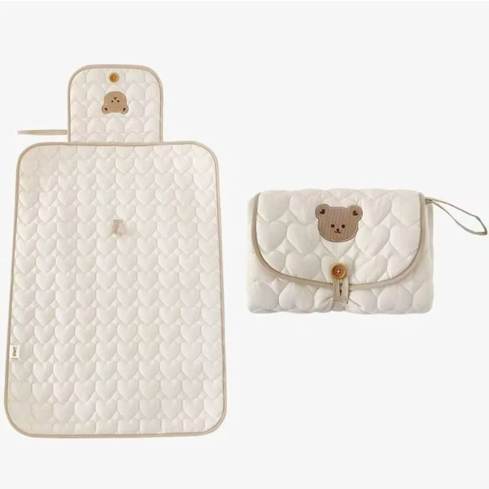 New Foldable Diaper Changing Pad Portable Cute Bear Rabbit Infant Diaper Mat Soft Easy to Carry Changing Cover Pad Newborn Care