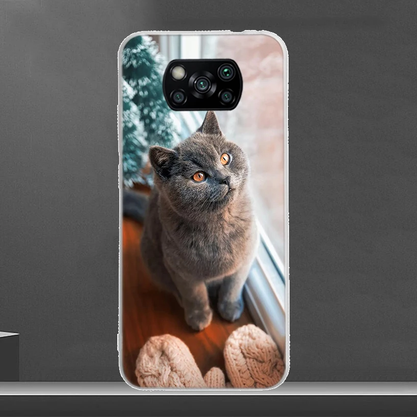 British Shorthair Cat Phone Case For Xiaomi Poco X3 Nfc X5 X6 Pro F6 F5 F4 F3 F2 F1 X4 GT M5 M5S M4 M3 Luxury Soft Coque Shell X