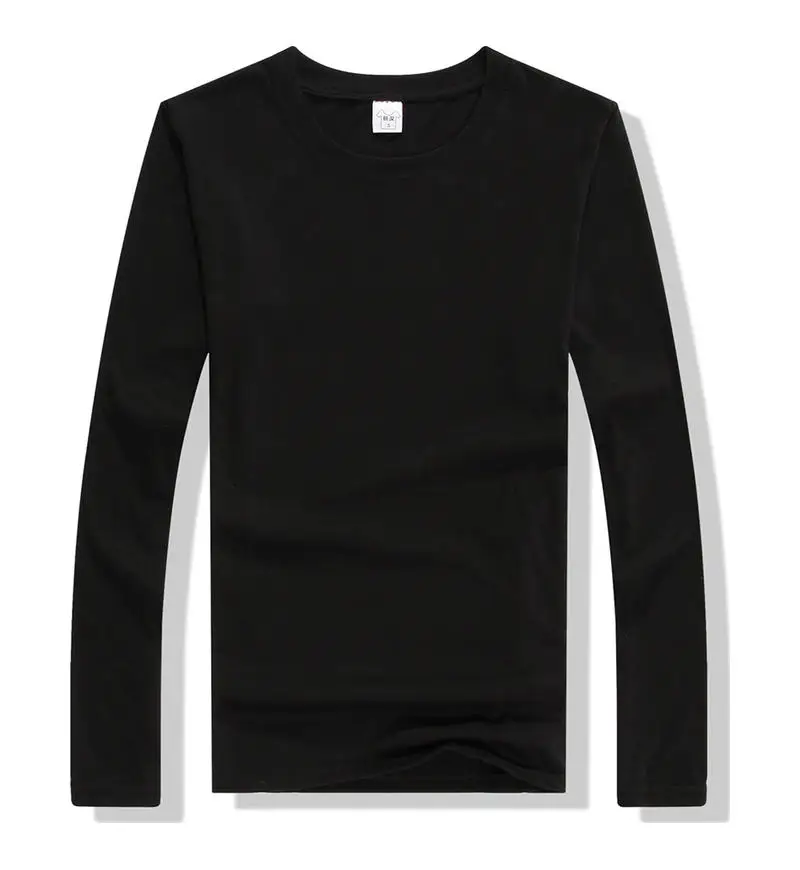 Custom Printed Round Neck Poly‑Cotton Long Sleeve T‑Shirt 35% Cotton 65% Polyester Men Women Casual Tops Support Image Text
