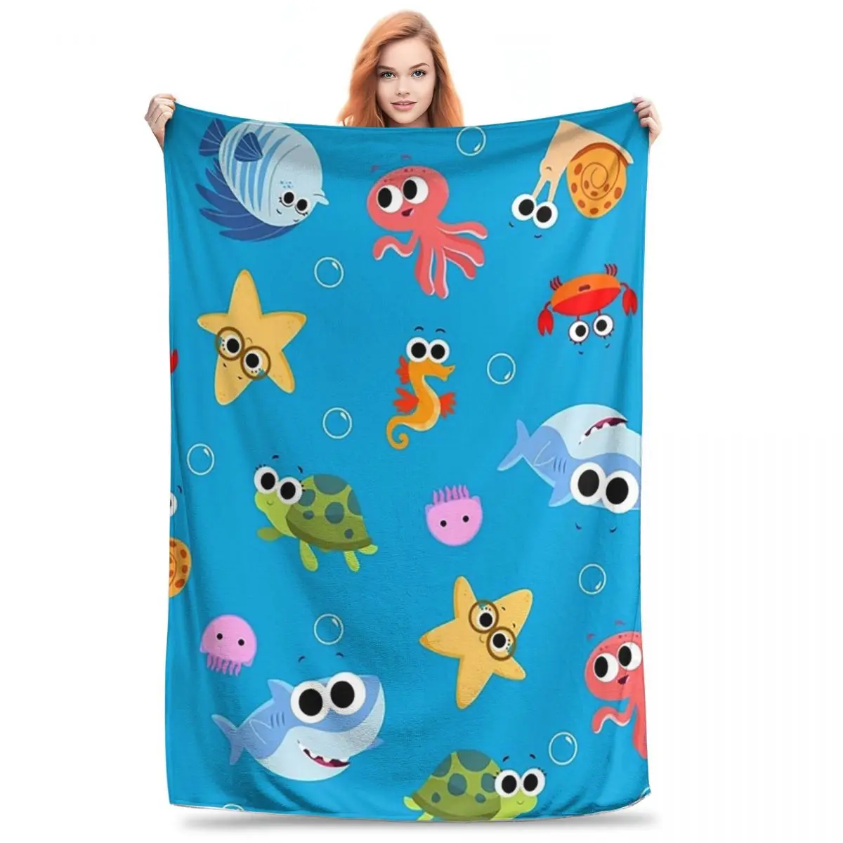 Finny The Shark Blankets Fleece Lightweight Throw Blankets Sofa Throw Blanket For Couch Bedding Travel Throws Bedspread Quilt