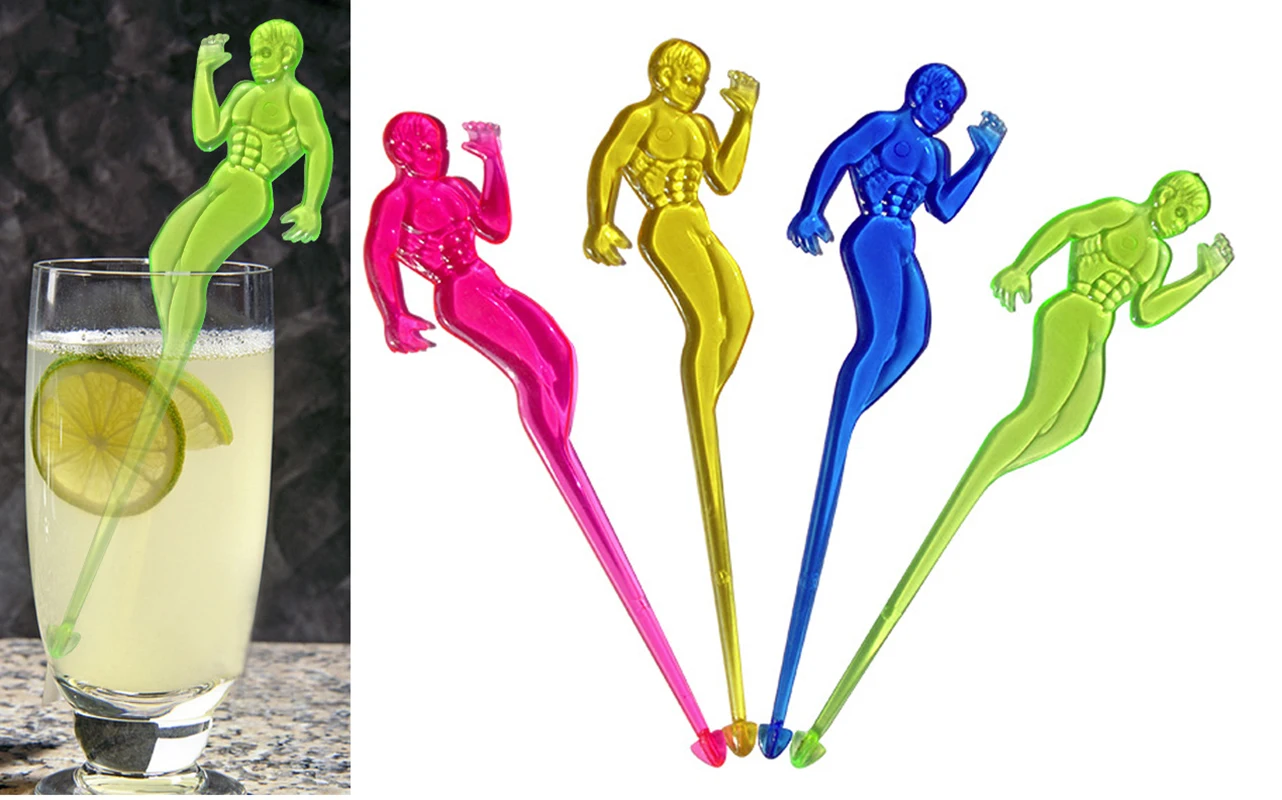 20Pcs Plastic Muscle Man Night-club Cocktail Swizzle Sticks Wine Tea Drink Stirrer Coffee Muddler Puddler Hen Party Decoration