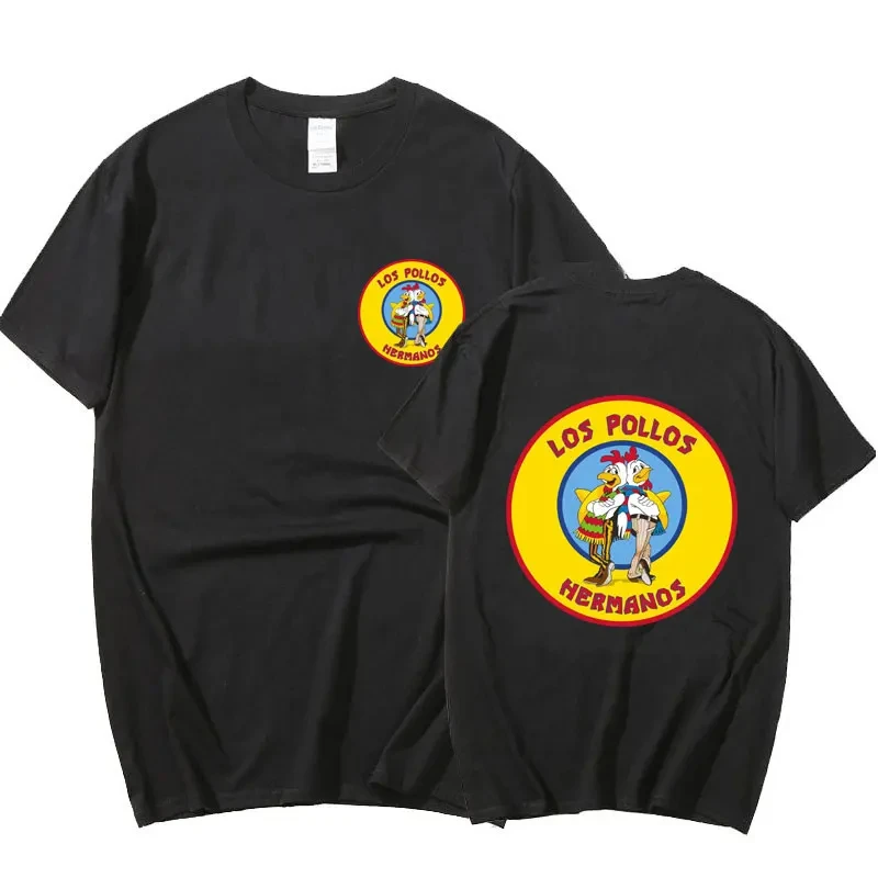 تي شيرت "Breaking Bad" Los Pollos Hermanos مطبوع على الوجهين، تي شيرت قطني للرجال من Funny Chicken Brothers، ملابس الشارع