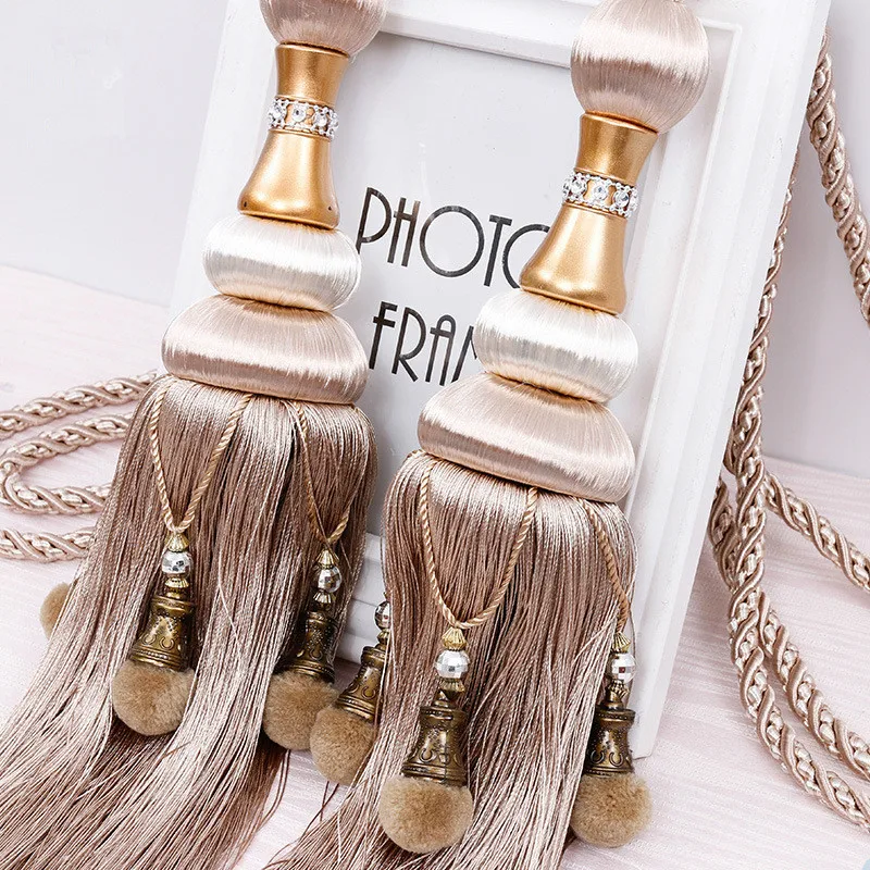 2 Pcs European Curtain Hanging Ball Rope Curtain Tiebacks Hanging Tassel Bandages Brushes Curtain Accessories