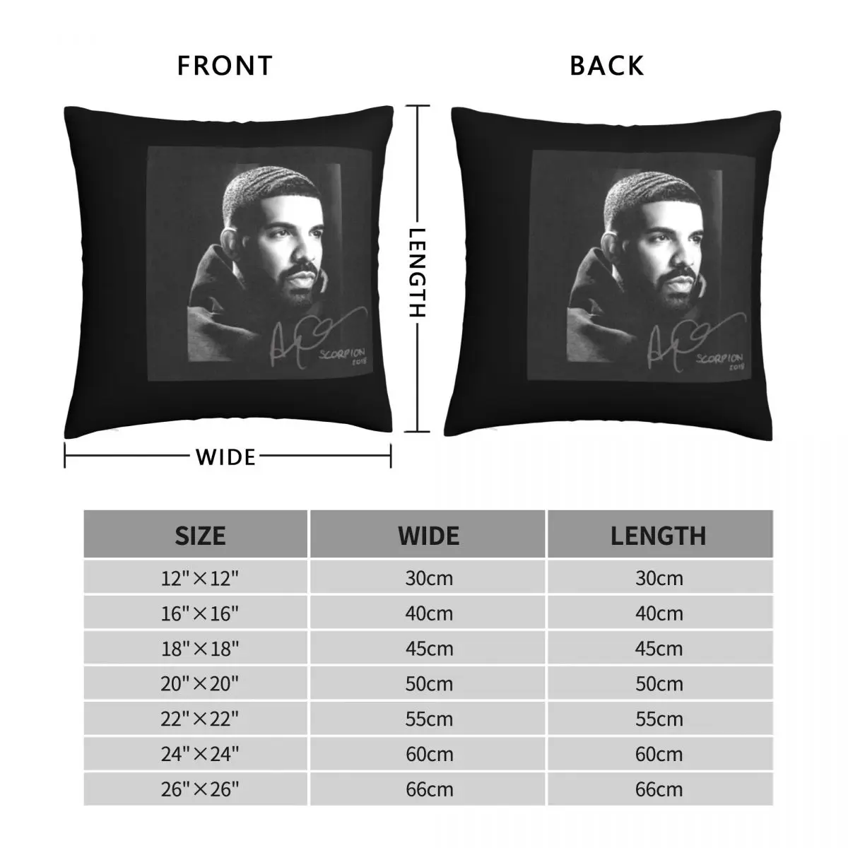 Drake Scorpion Square Pillowcase Polyester Linen Velvet Printed Zip Decor Sofa Seater Cushion Cover