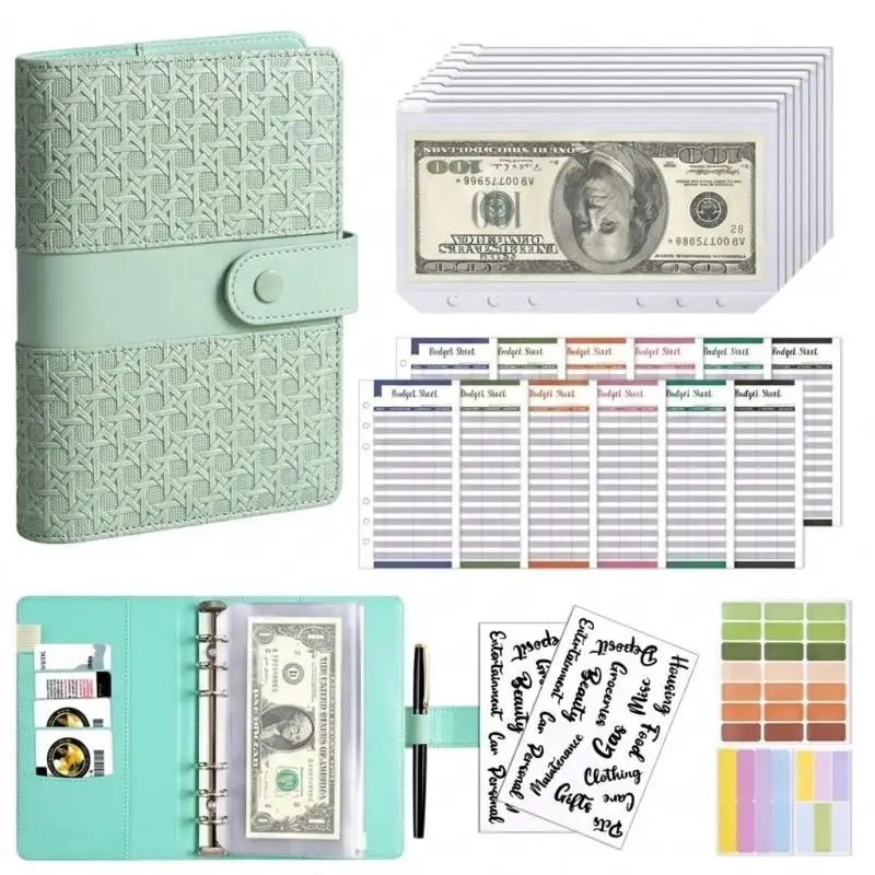 A6 Binder Pockets Soft Leather Binder Budget Planner Cash Envelope Binder With Budget Envelopes Wallet Budgeting Agenda Planner