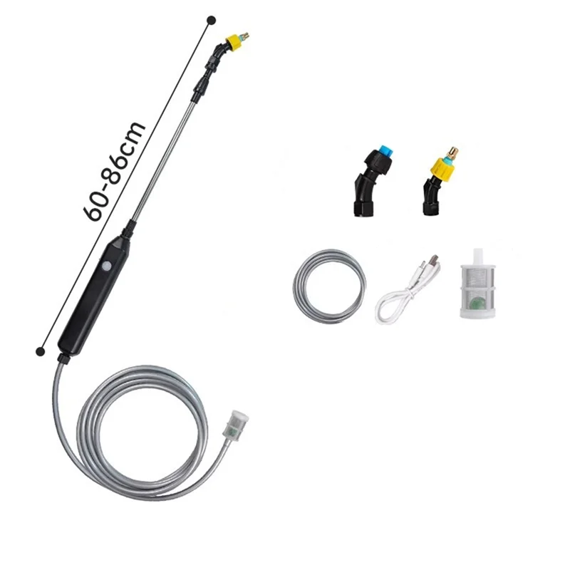 A19Q-電動噴霧器 4 メートルパイプ付き庭の水まきスプレーガン 2 ノズル付きタイプ C/USB 伸縮式灌漑ツール