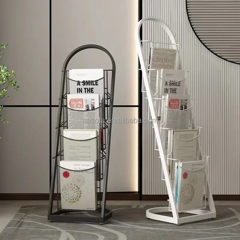 2026 School and Home Library Metal Display Rack Iron Rotating Holder for Magazines and Newspapers for Sale