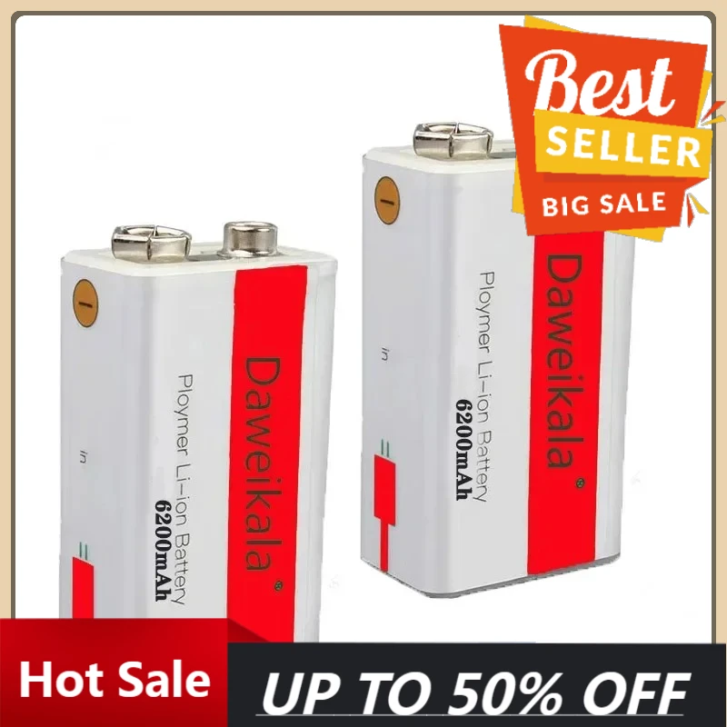Lithium Ion 9v 6200mah Rechargeable Battery Mini USB Battery 9V Multimeter Microphone Toy Lithium + USB Charging Cable