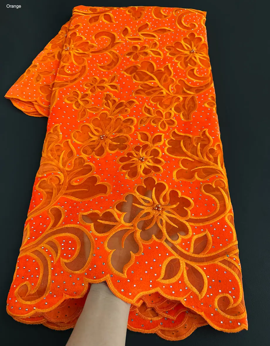 

Laser Cut Velvet French Lace African Tulle Fabric High Quality Nigerian Sewing Cloth for All Occasions