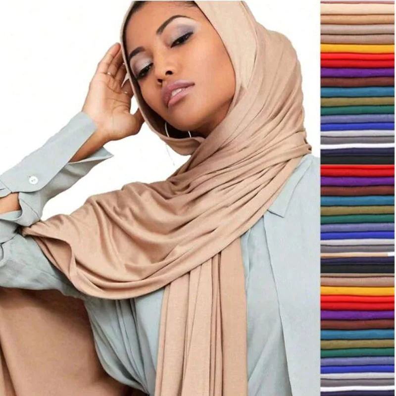 BOHOWAII Hijabs Musulmans Long Scarf Wrap Soft Jersey Turban High Quality Scarves