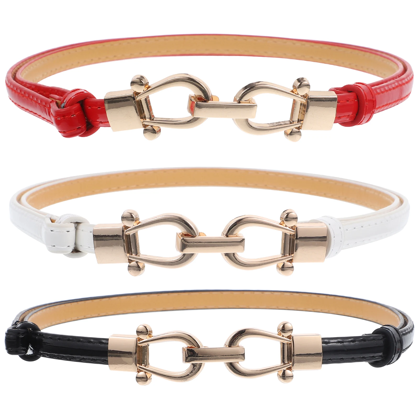 

3pcs Pu Belts Women Fashion Buckle Waist Belts For Dresses Jeans Pants Lightweight Durable Belt Party Idea