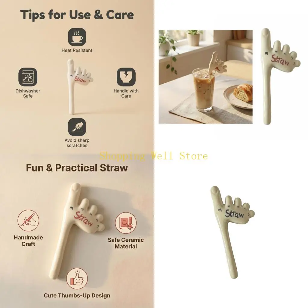 KX4B Artistic Ceramic Toe Straw Unique Handcrafted Design For Milk Shakes Cafes And Cocktails Funny Gift For Humor Lover
