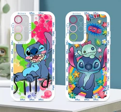 Disney Cute Stitch For Samsung Galaxy S24 S23 S22 S21 S20 Pro FE Ultra A23 A52 A53 A71 Angel Eyes Transparent Phone Case