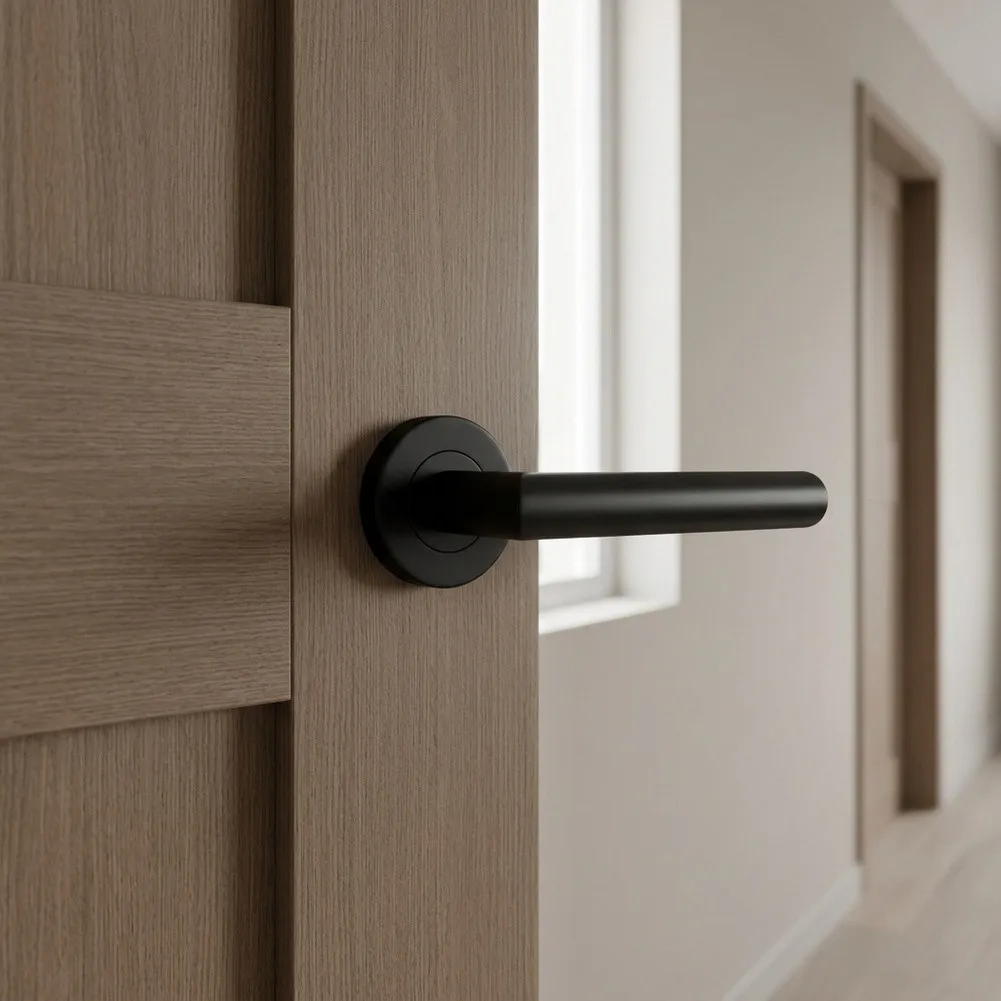 304 Stainless Steel Matte Black Lever Set for Interior Exterior Passage Doors Easy Alignment Free Installation