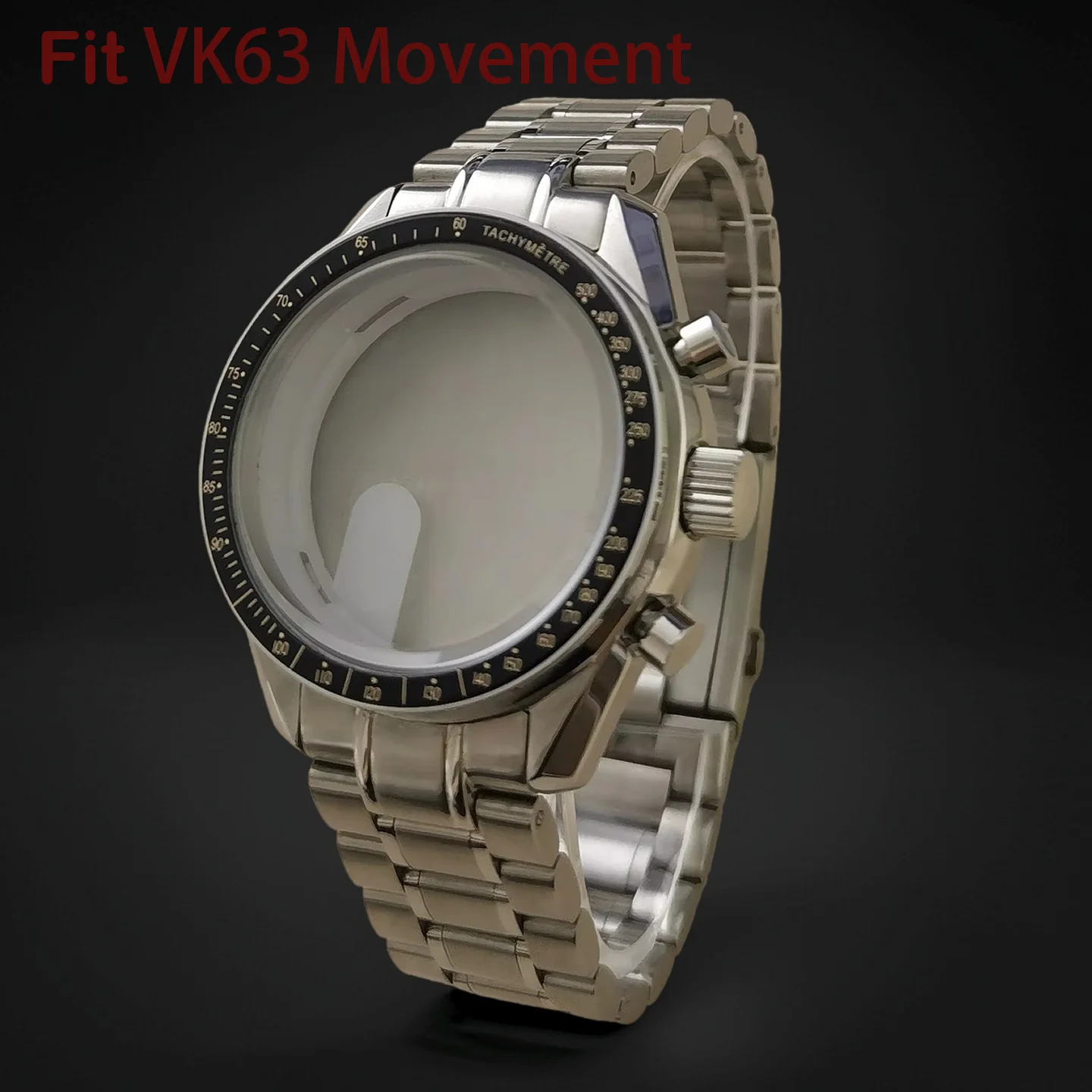 VK63 40 مللي متر حافظة من الفولاذ المقاوم للصدأ حزام VK63 حافظة القمر الغطاء الخلفي صالح VK63 حركة الكوارتز الذهب كلمة الحافة ساعة اكسسوارات