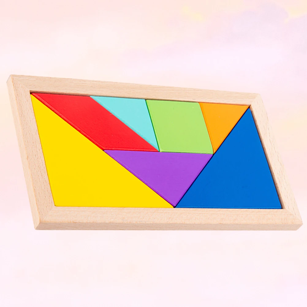 

Beech Wood Jigsaw Puzzle Problem Solving Toy Educational Rectangle Hands-on Learning Kids Bamboo Geometry