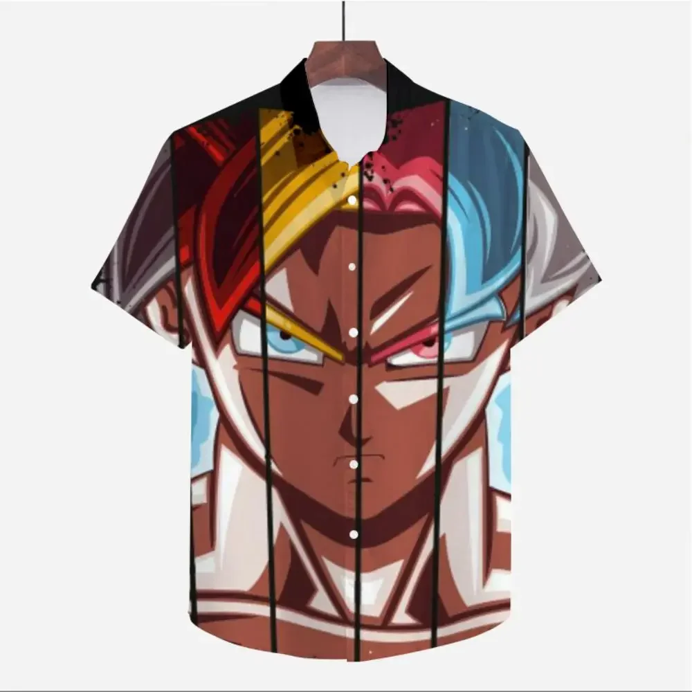 Dragon Ball Z Super Saiya Men's Clothes Shirt Oversized High Quality 2023 Beach Style 5XL Goku Seaside Trip Cool Harajuku Cute