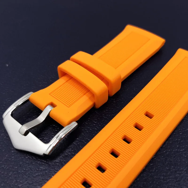 12/14/16/18/20/21/22/23/24/26/28mm High Quality Rubber Watch Strap Elastic Waterproof Bracelet Metal Buckle Universal Watch Band