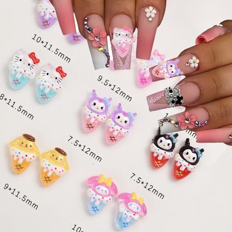 Kawaii Sanrio Nail Sticker Cute Cartoon Kitty Kuromi DIY  Design Decorations for Nail Supplies Fashion Accessory for Kids Gifts