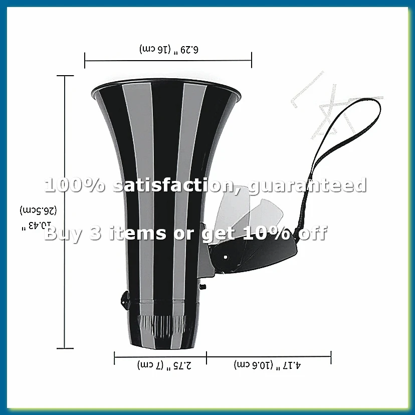 ●35 Watt Power Portable Speaker PA Bullhorn with Detachable Handheld Microphone, Built-In Siren (Black)