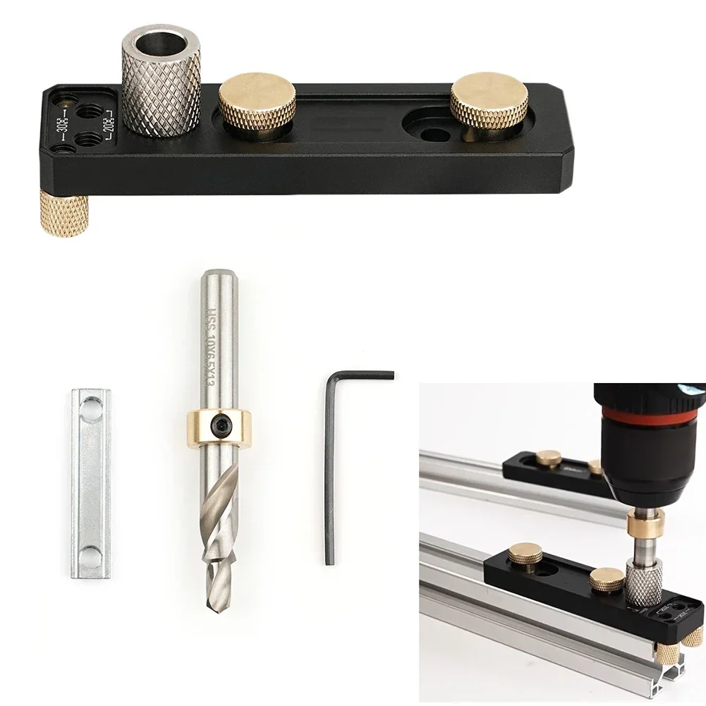 

Aluminum Profile Punching Auxiliary Tool Jig Guide Drilling Position Locator 110*29*38mm Replacement Accessories