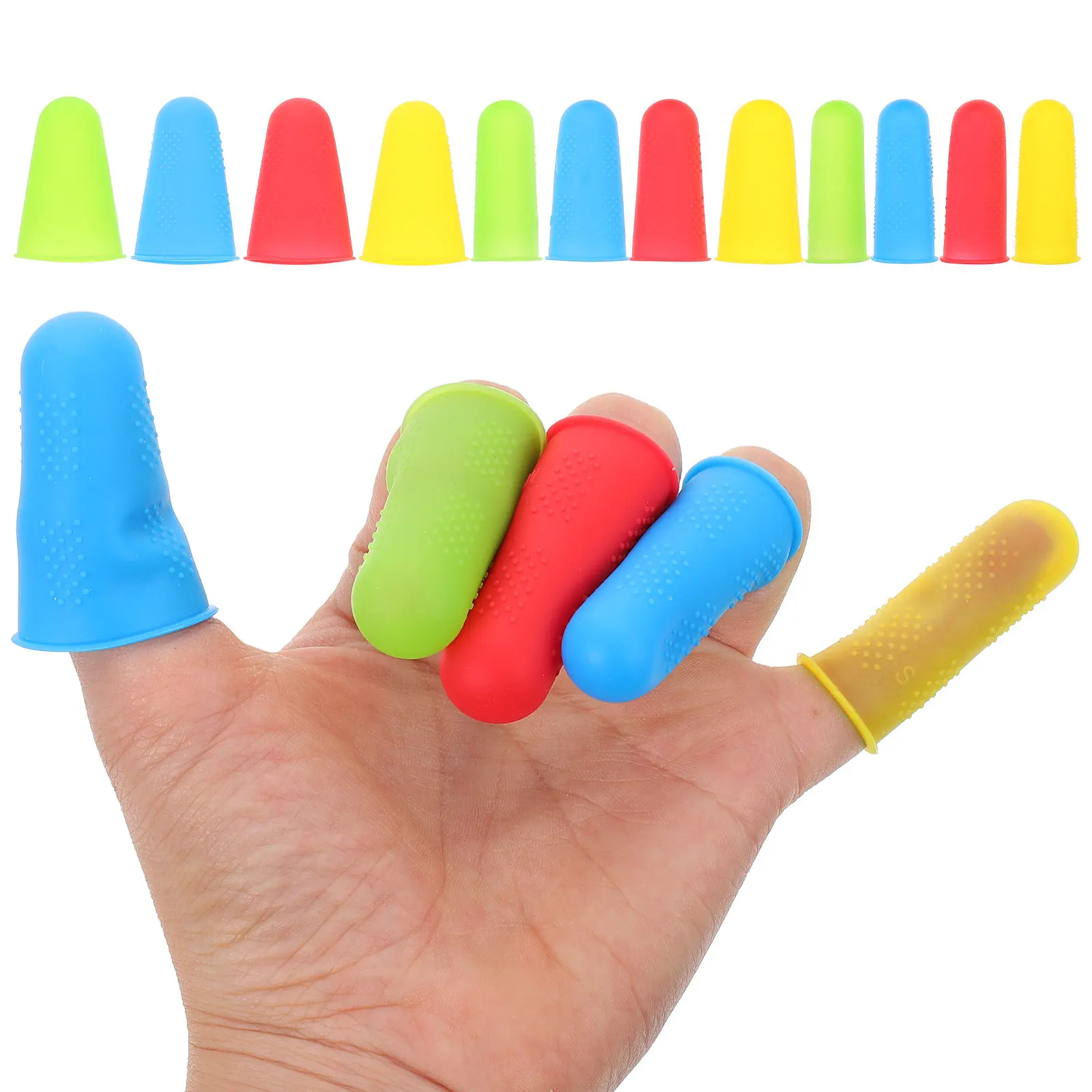 12Pcs Wear-Resistant Silicone Finger Protectors Anti-Slip Finger Cots for Household DIY Gardening Building Work