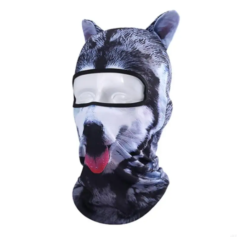قبعة صغيرة حرارية ثلاثية الأبعاد غطاء وجه حيواني قناع وجه دراجة دراجة على الجليد قبعة شتوية للحفلات لمهرجان موسيقى عيد الميلاد #5