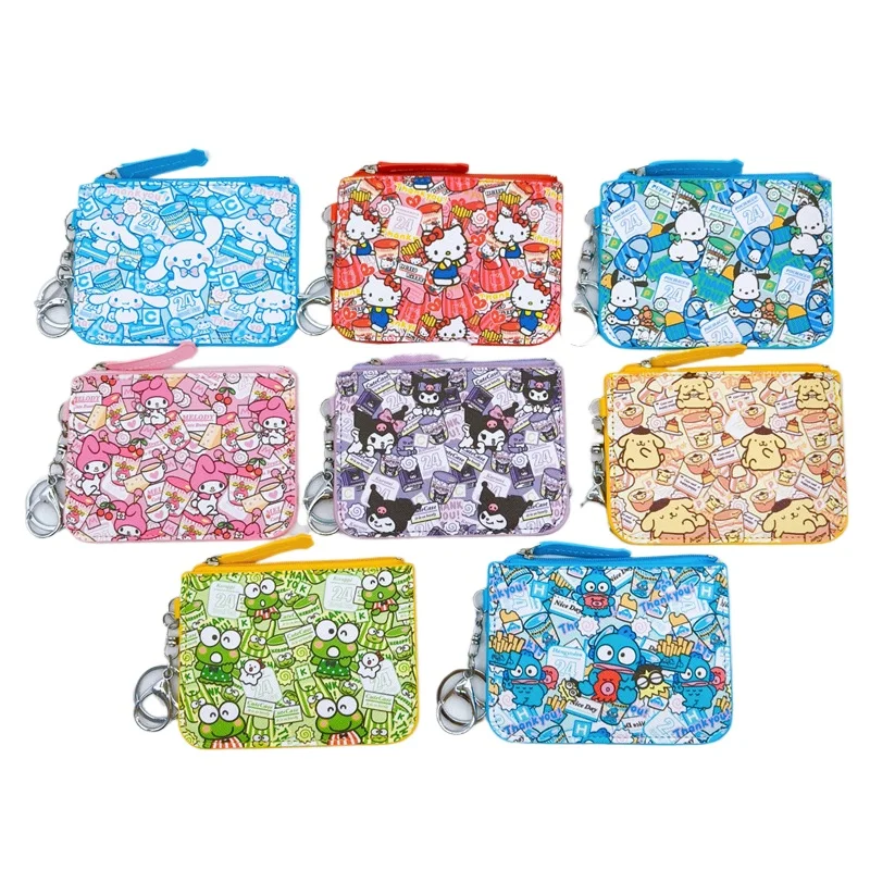 Sanrio Geldbörsen Hello Kitty Taschen Süße Geldbörse für Mädchen Melody Münzfach Kuromi Hülle Pochacco Kartenhalter Clutch Tasche