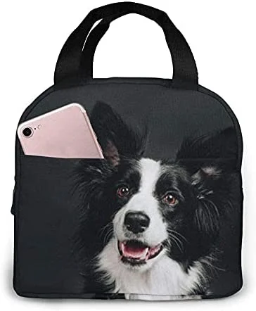 Lunch Bag Young Border Collie Dog Lunch Box Insulated Bag Tote Bag For Men/Women Work Travel