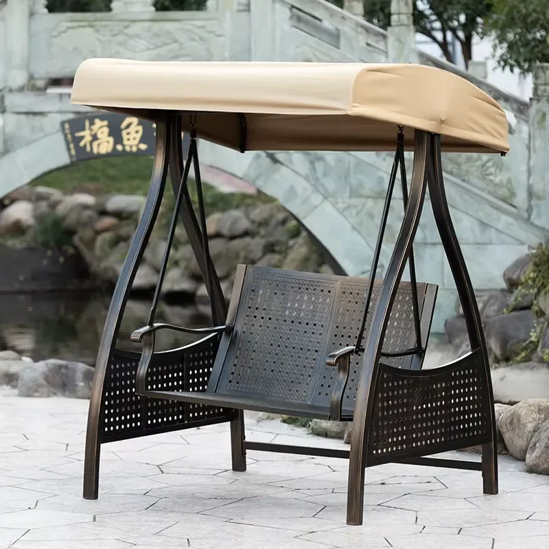 Outdoor Modern Aluminum Leisure Chair Swing Cast Aluminum Patio Swing Rocking Courtyard Balcony Internet Celebrant Household