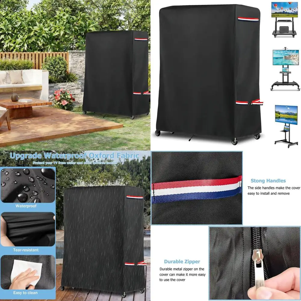 

Outdoor TV Cover 59 Inch Weatherproof,Heavy Duty 600D Waterproof Rolling TV Stand Cover with Zipper for 60-65 Inch TV,Patio TV P