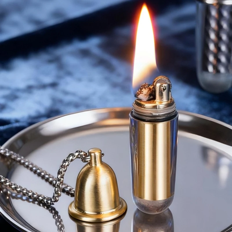 

New Outdoor Waterproof Mini Pendant Lighter Multi Functional Capsule Necklace Exquisite Metal Portable Lighter Smoking Gift