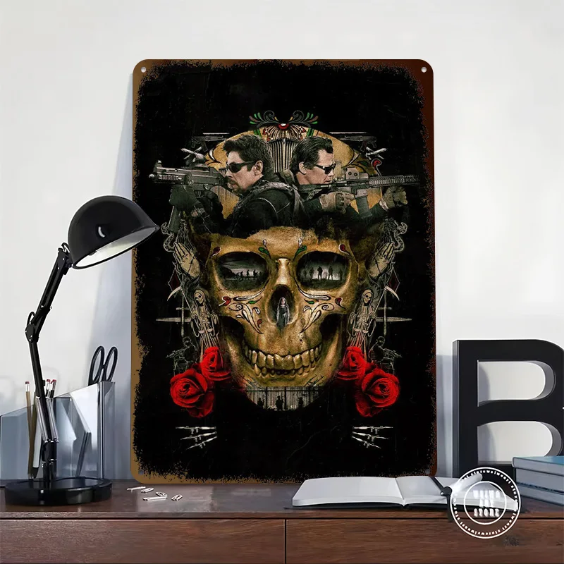 Sicario Personalized 3D Textured Metal Poster Wall Art Vintage Tin Signs for Interior Decoration Living Room Ornaments Wand Deko