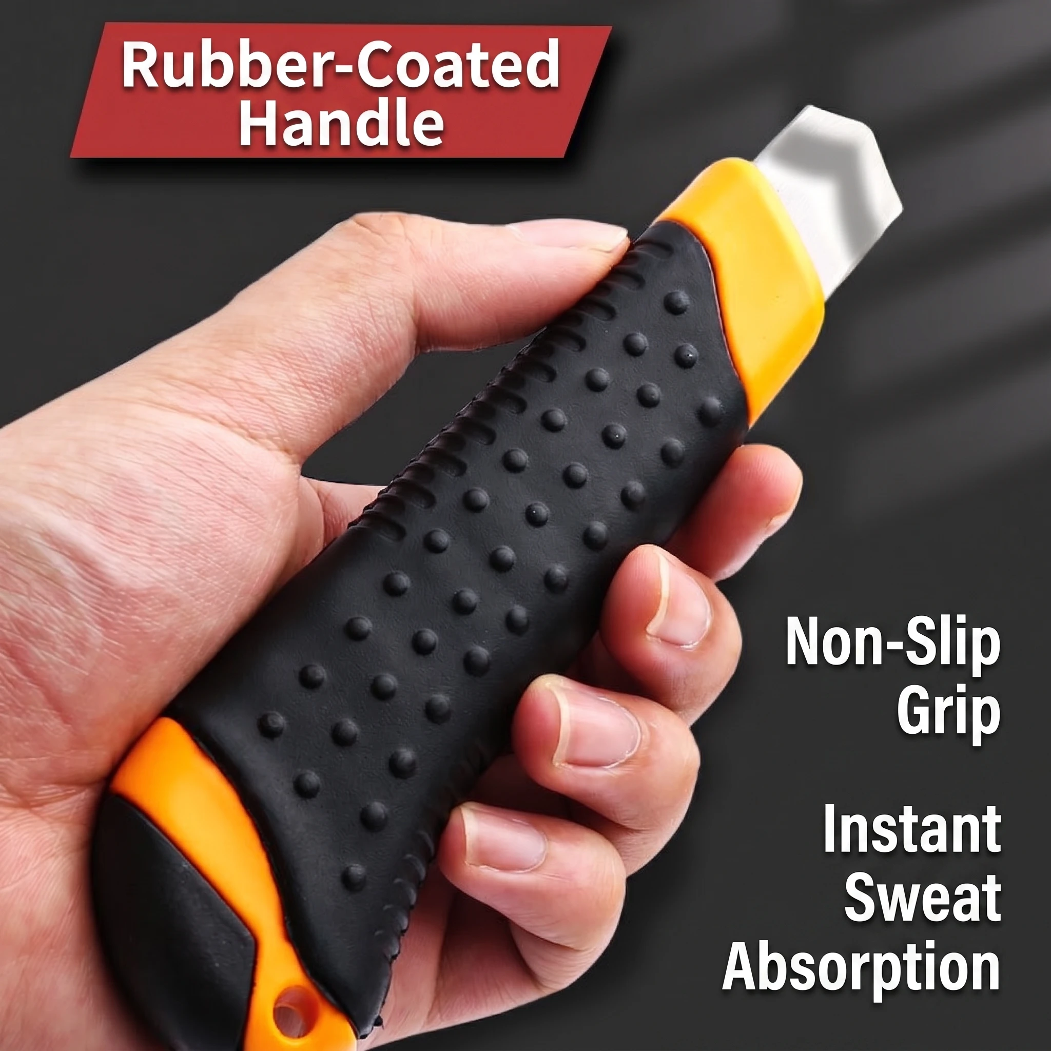1Pc Utility Knife Rubber Handle Heavy Duty Retractable Cutter Knife Snapoff Blade Box Cutter for Cutting Carpet Plastic Unboxing