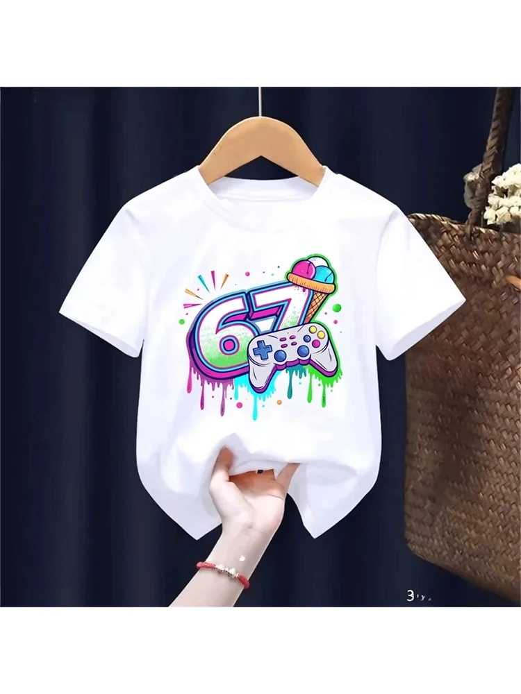 Kids Game Controller Ice Cream 67 Graphic T-Shirt, Soft Cotton, Cool Wear for Boys & Girlsdf0126