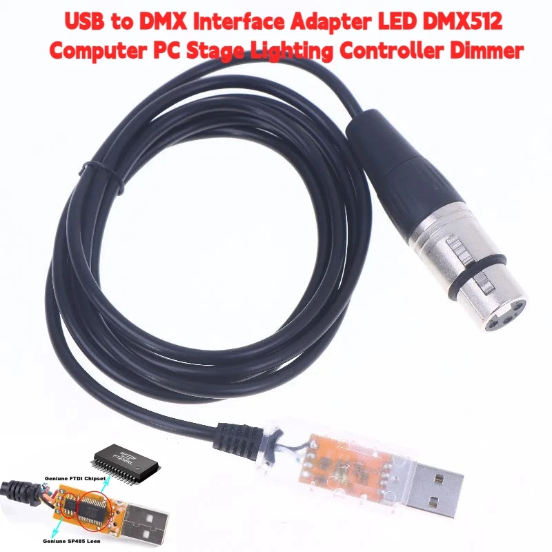 USB To DMX 인터페이스 어댑터 QLC DMX512 컴퓨터 PC 무대 조명 컨트롤러 디머 SGM DMXking DMXcontrol Freestyler 케이블용