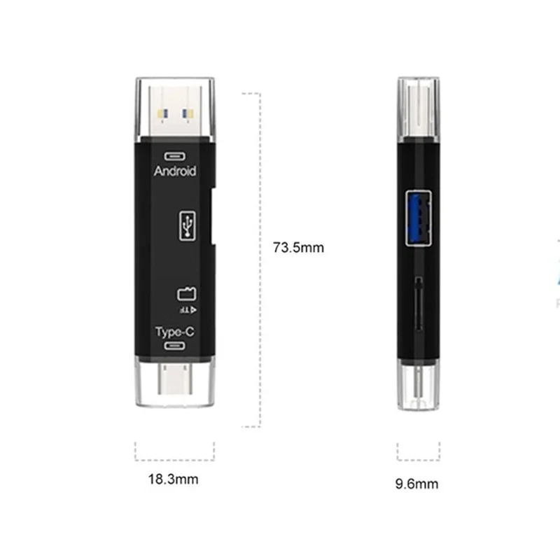 5 في 1 متعددة الوظائف Usb 2.0 نوع C/Usb/مايكرو Usb/Tf/SD قارئ بطاقات الذاكرة USB OTG قارئ بطاقات محول ملحقات الهاتف المحمول
