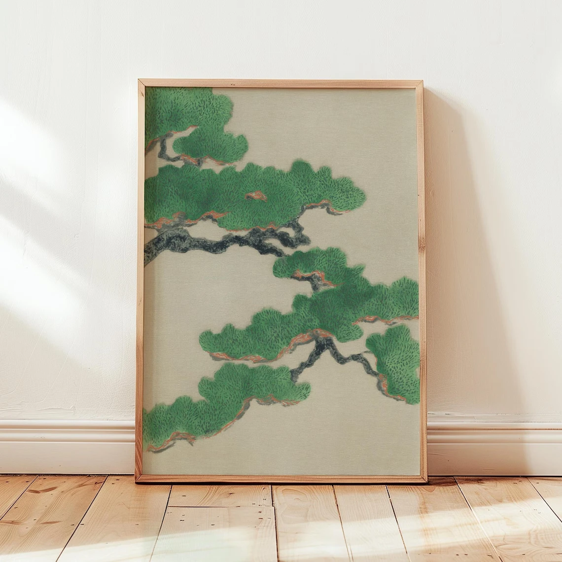 Impresiones en lienzo de pino verde japonés, imagen artística de pared natural Zen, decoración minimalista de inspiración asiática