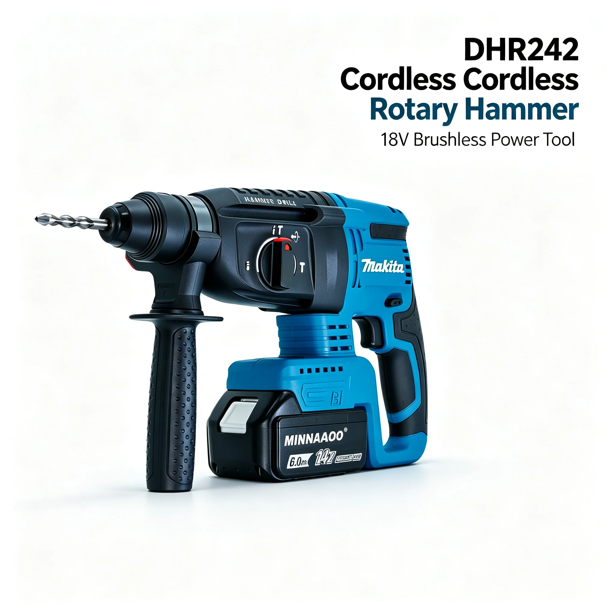 Marteau perforateur rotatif durable à 3 modes pour Makita DHR242, 100 % original, moteur sans balais 18 V, énergie d'impact de 2 J, usinage du béton de 24 mm, 4700 IPM, outil de chantier adapté aux batteries.