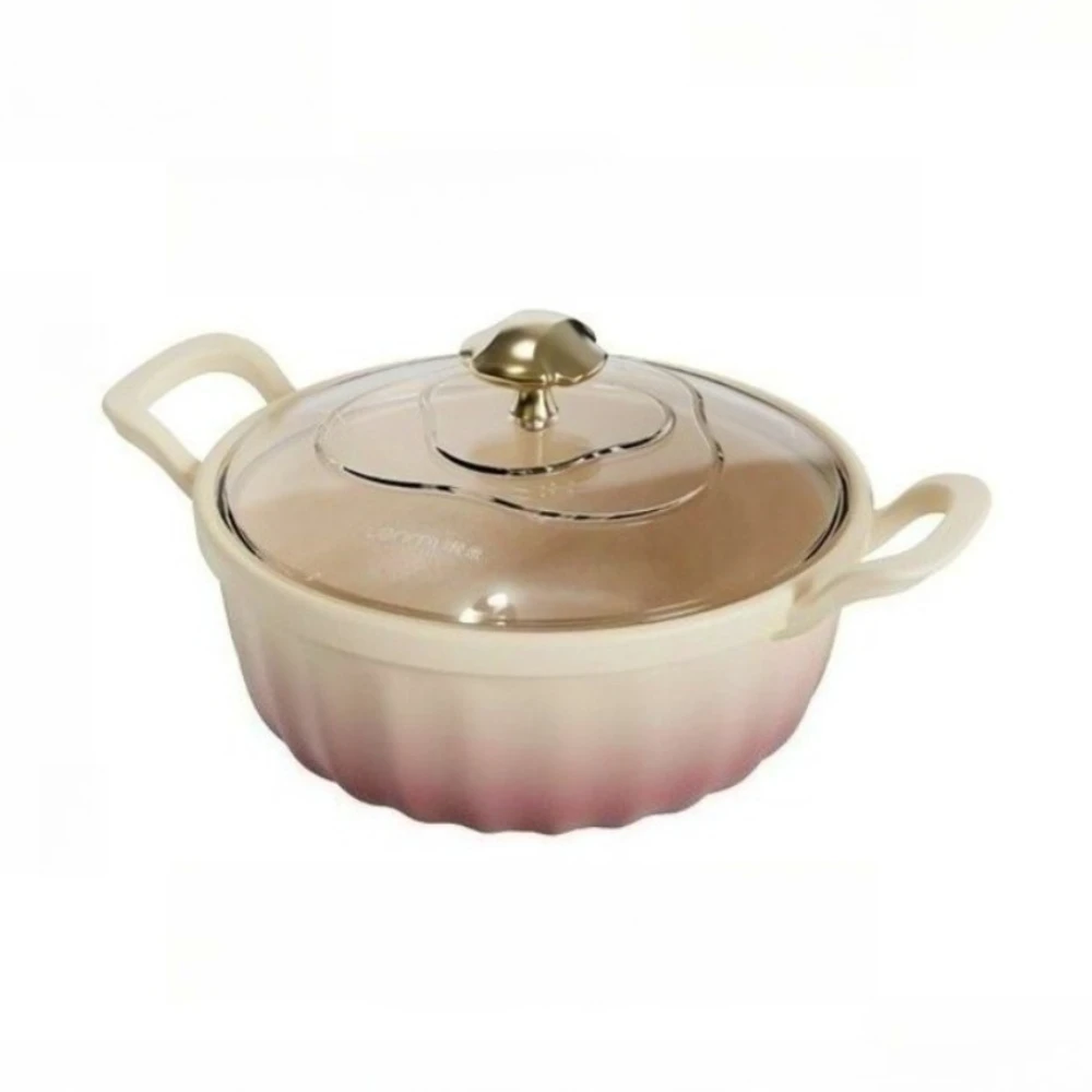 

1Pcs Casserole Visible Glass Stew Pot High Temperature Resistant Large Capacity Double Ear Stew Multifunctional Household Pot