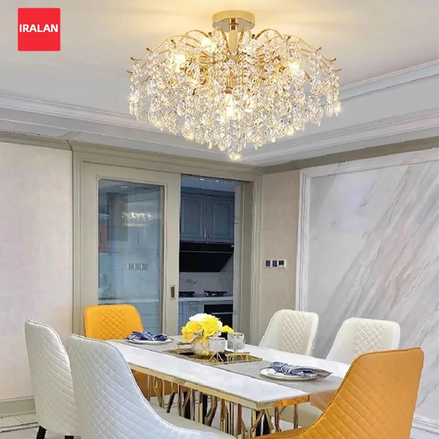 Nordic Crystal chandelier LED Hanging Ceiling Lamp K9 Pendant Light Home Decor for Bar Cafe Island Living Room Kitchen Bedroom