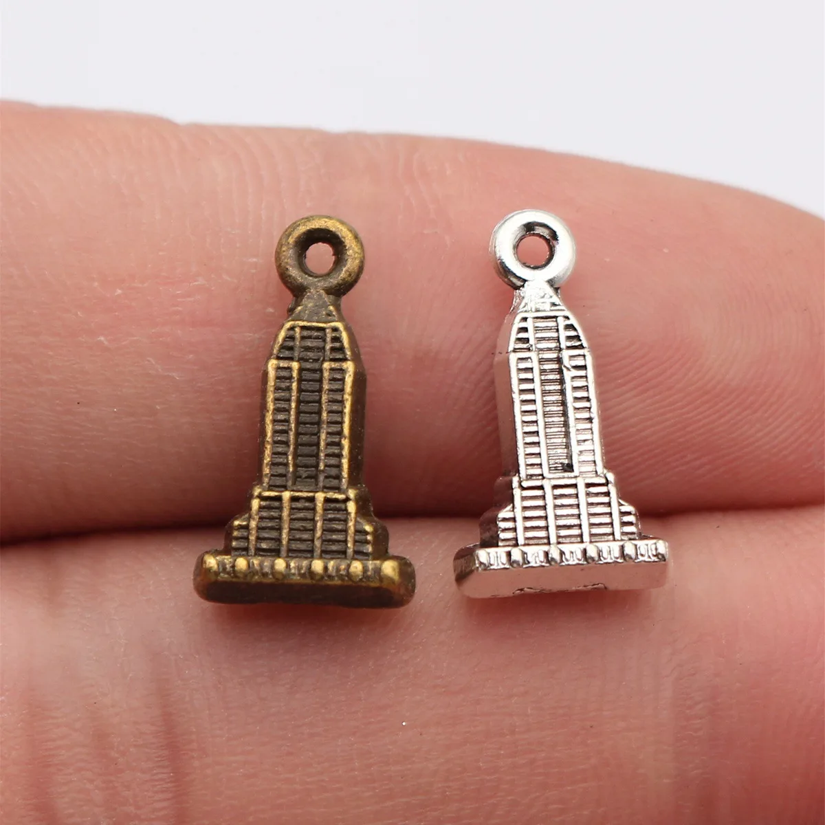 WYSIWYG 10pcs 18x10mm 2 Colors Antique Bronze Color Antique Silver Color Skyscraper Empire State Building Charms