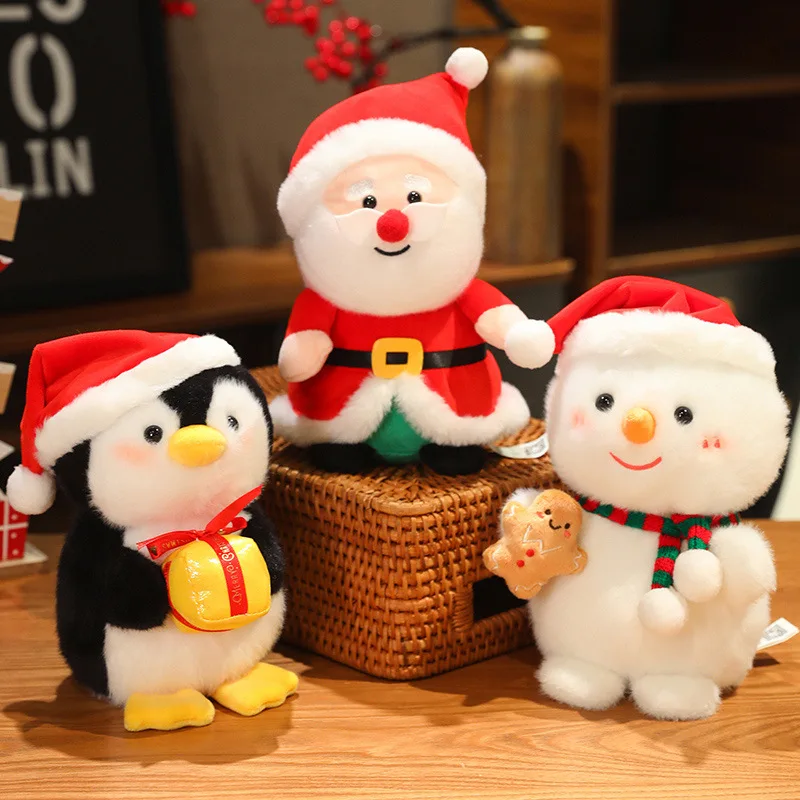 

23cm Cute Santa Claus Snowman Penguin Plush Dolls Christmas Decor Stuffed Soft Plush Toys Sleep Hug Pillow Baby Children's Gifts