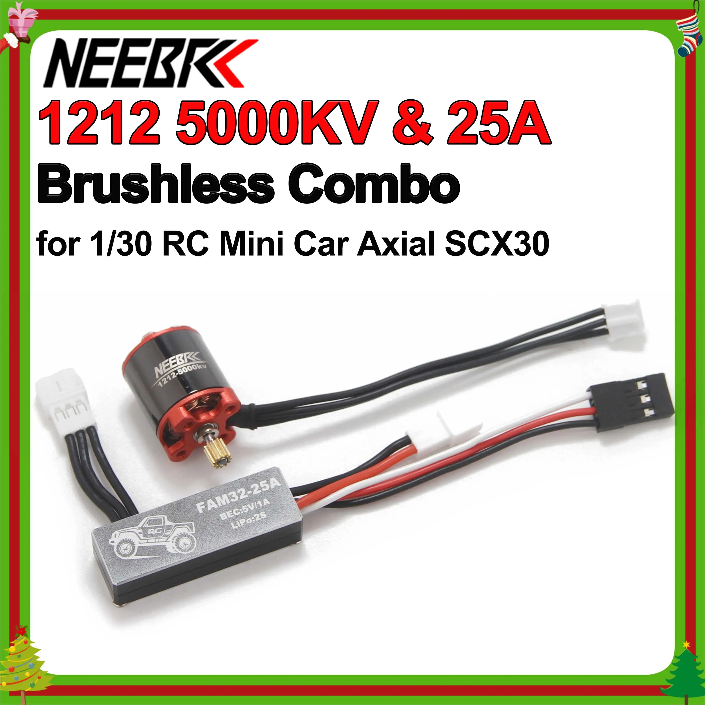 NEEBRC 1212 5000KV Outrunner Brushless Motor 25A ESC Combo for 1/24 1/30 RC Mini Crawler Car Axial SCX30 Ford SCX24 Upgrade Part
