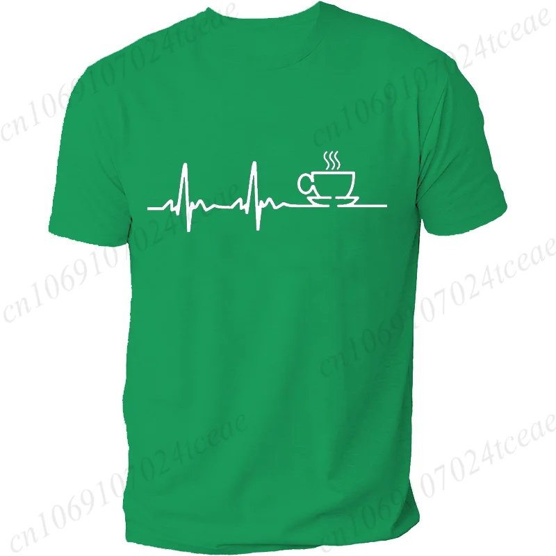 COFFEE ECG EKG MENS T-SHIRT LOVER GREAT FUNNY GIFT IDEA PRESENT CAFFEINE MEME Summer Men's Tee Top Men's Street Casual Clothing #4